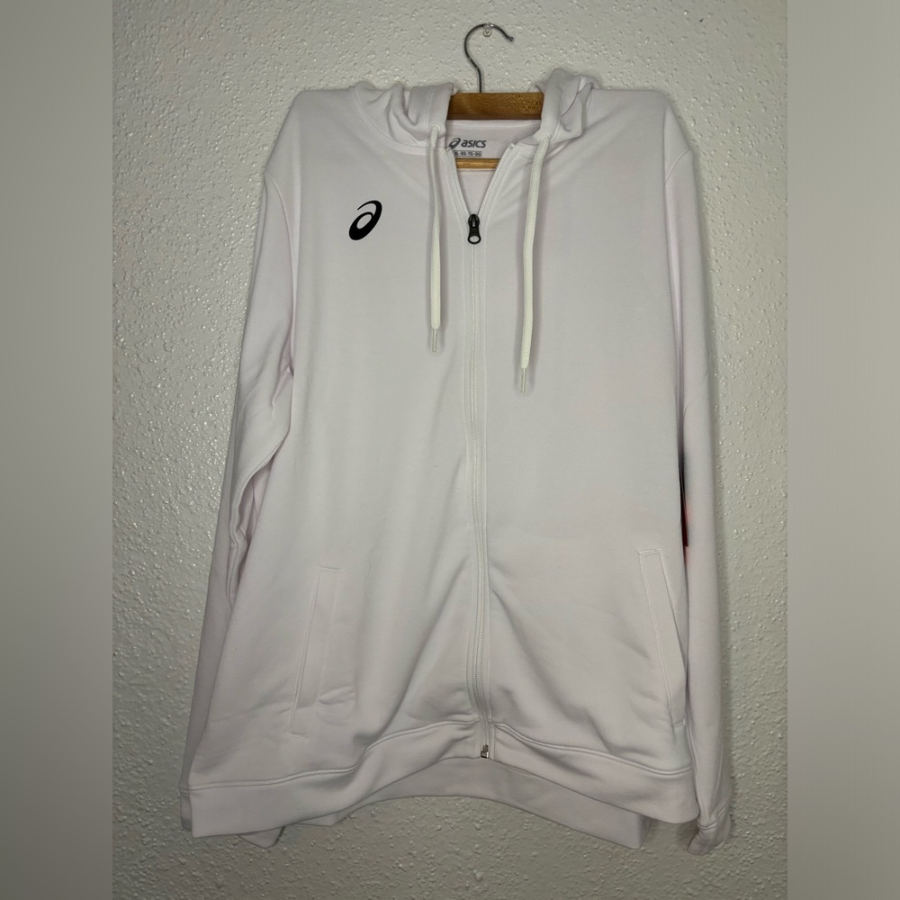 White XL ASICS jacket new with tags 100% polyester